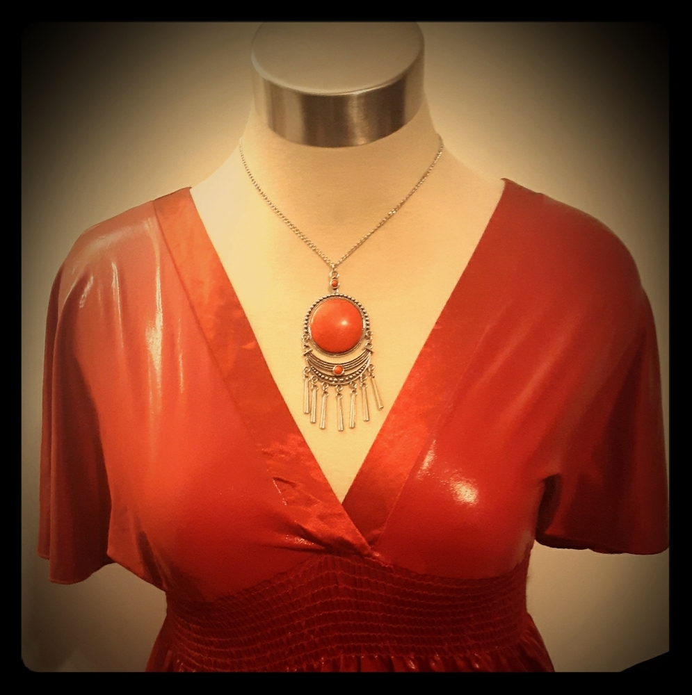 Red Leather Look Blouse (New)